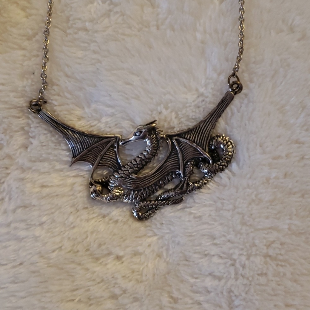 Sterling silver dragon necklace